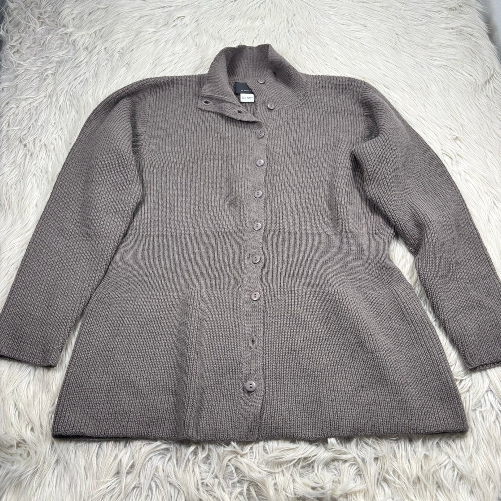 Peruvian Connection‎ Women's L Brown Button Front Cardigan Alpaca Quiet Luxury